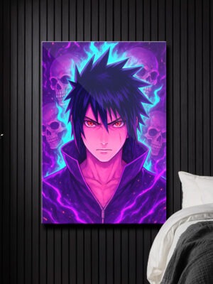 Sasuke Uchiha | Naruto Metallic Poster | Sharingan & Rinnegan Poster for Room