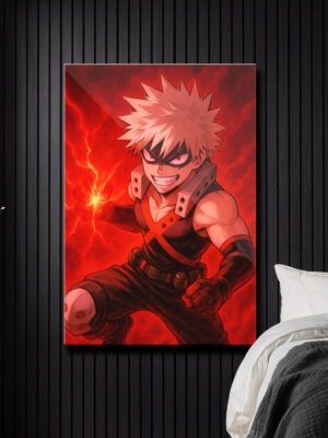 Katsuki Bakugo | My Hero Academia Metallic Poster | Explosion Hero Poster for Room