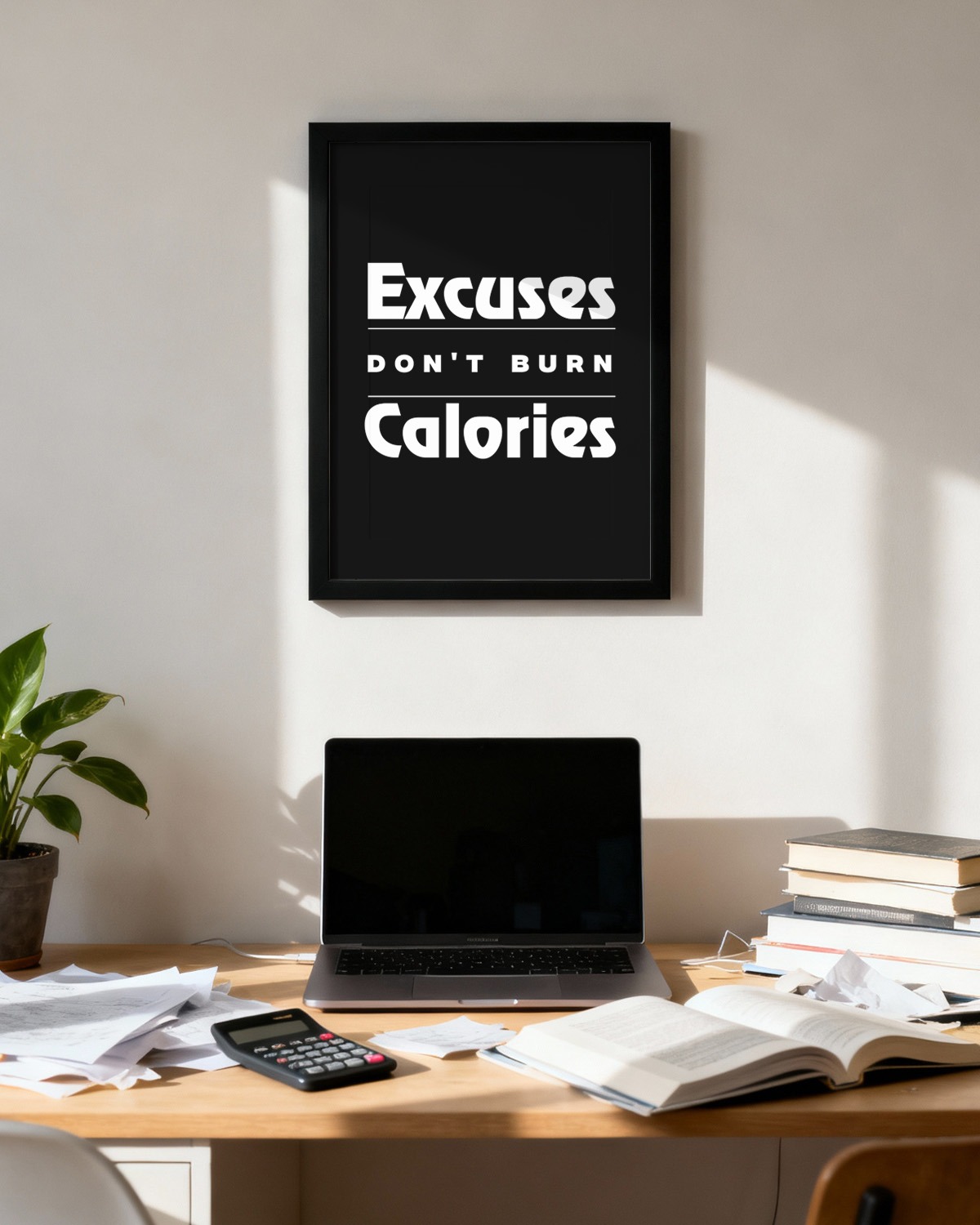 Excuses Don’t Burn Calories | Motivational Wall Frame - Image 2