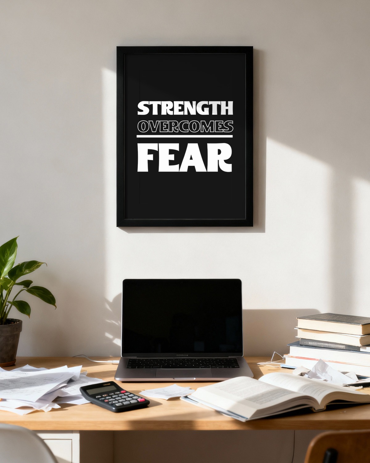 Strength Overcomes Fear | Motivational Wall Frame - Image 2